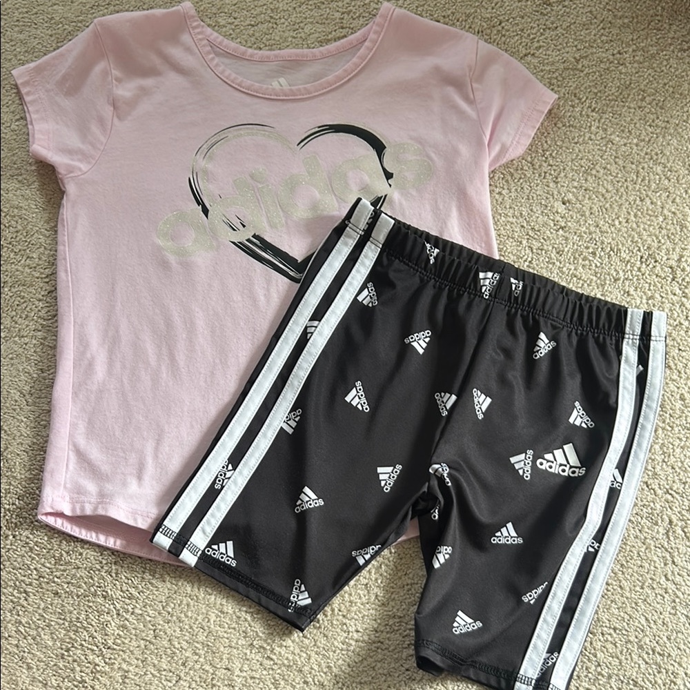 Adidas Kids Pink and Black Matching Set